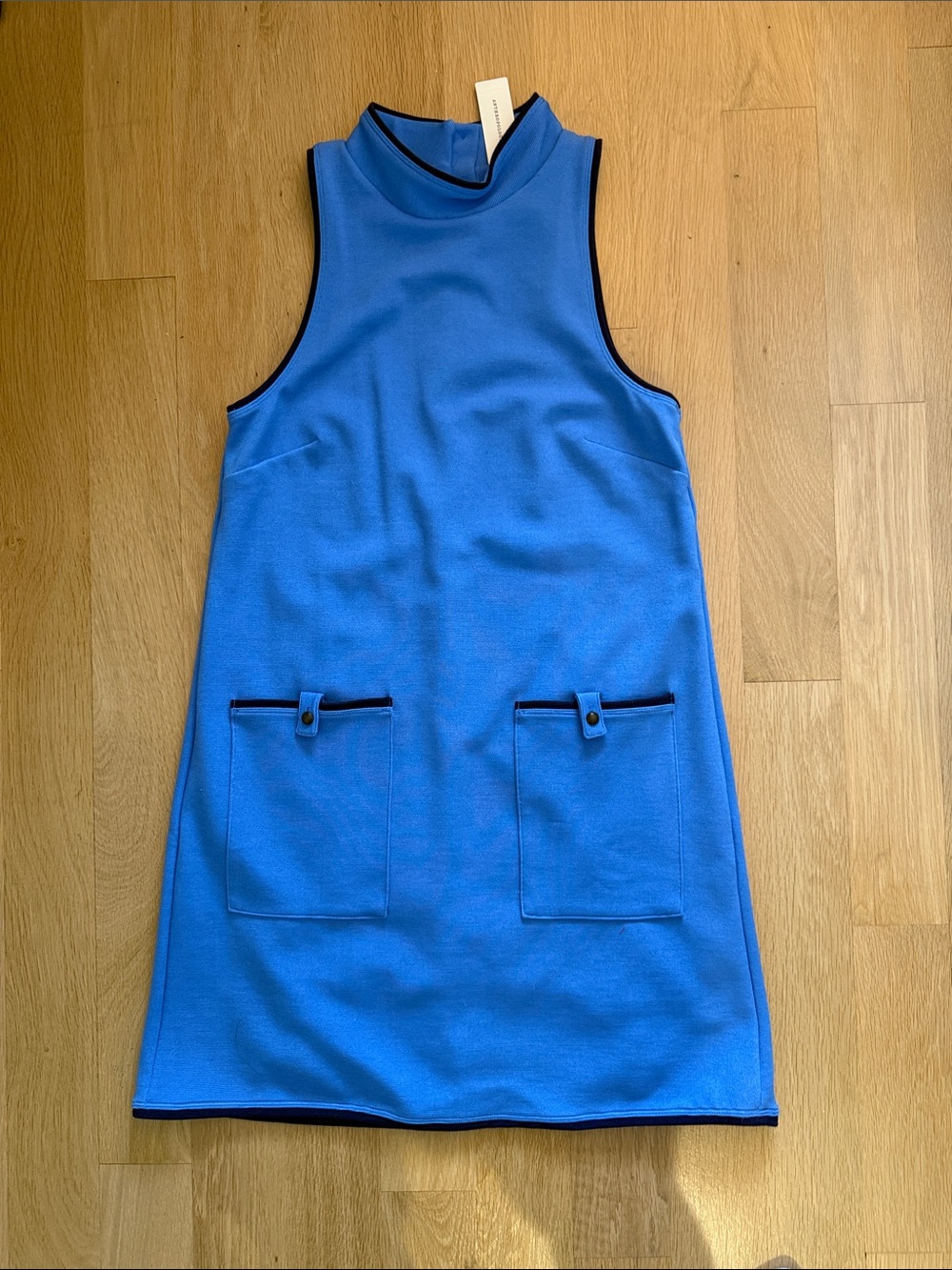 Anthropologie Blue Sleeveless Pocket Shift Dress